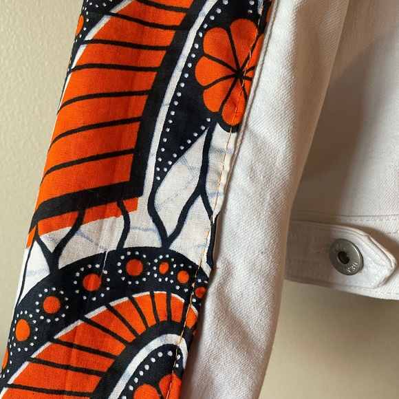 Handcrafted Jean Jacket With African Wax Fabric Panels - Picture 8 of 15